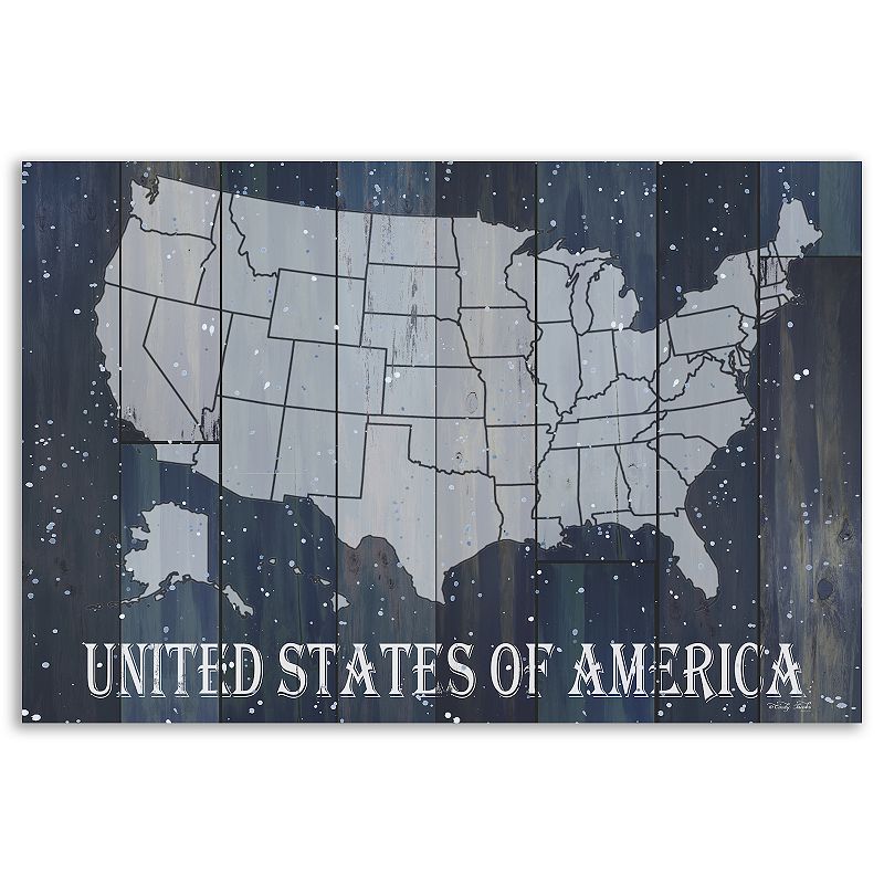 COURTSIDE MARKET USA Map Canvas Wall Art, Multicolor, 24X36