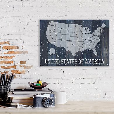 COURTSIDE MARKET USA Map Canvas Wall Art