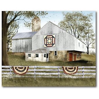 COURTSIDE MARKET White Barn Patriotic Canvas Wall Art