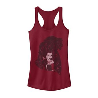Disney's Beauty & The Beast Silhouette Grayscale & Blossoms Juniors' Tank Top