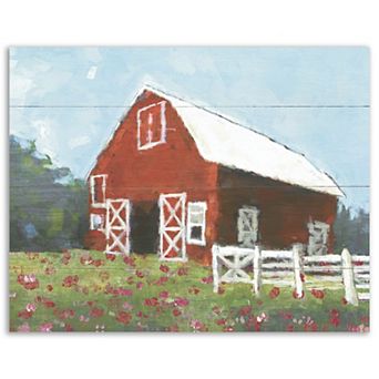 COURTSIDE MARKET Red & White Barn Canvas Wall Art