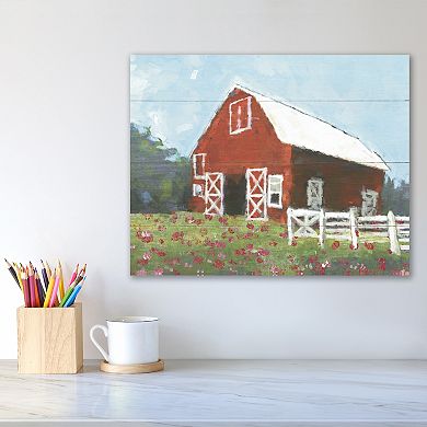 COURTSIDE MARKET Red & White Barn Canvas Wall Art