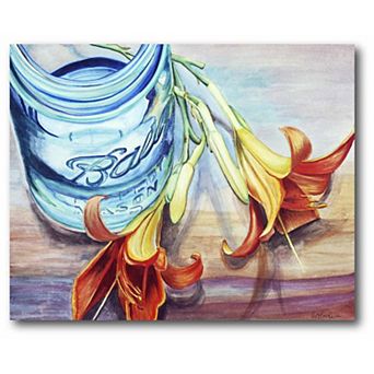 COURTSIDE MARKET Mason Jar Flowers I Canvas Wall Art