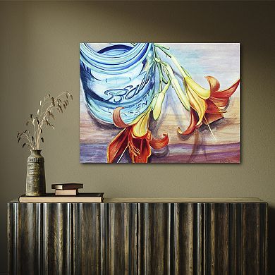 COURTSIDE MARKET Mason Jar Flowers I Canvas Wall Art