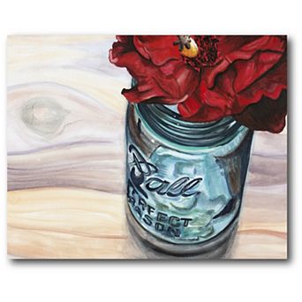 COURTSIDE MARKET Mason Jar Flowers II Canvas Wall Art