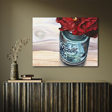 COURTSIDE MARKET Mason Jar Flowers II Canvas Wall Art