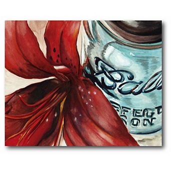 COURTSIDE MARKET Ball Jar Flower II Canvas Wall Art