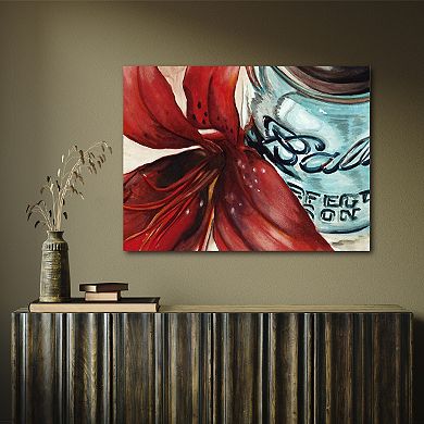 COURTSIDE MARKET Ball Jar Flower II Canvas Wall Art