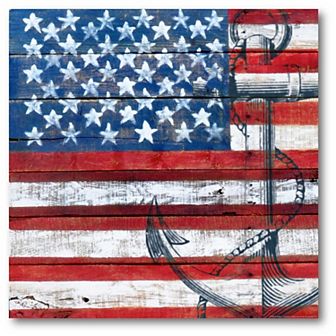 COURTSIDE MARKET American Flag Anchor Canvas Wall Art