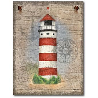 COURTSIDE MARKET Lighthouse Red Canvas Wall Art