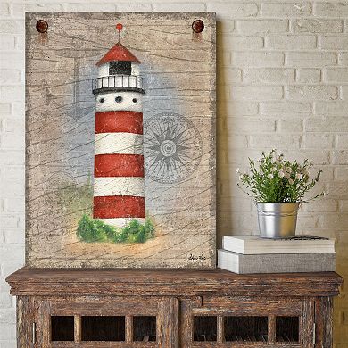 COURTSIDE MARKET Lighthouse Red Canvas Wall Art