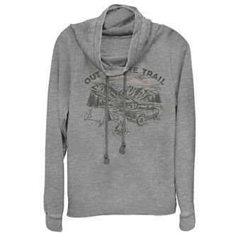 Juniors' "Out On The Trail" Mountain Range Portrait Cowlneck Graphic Lightweight Long Sleeve