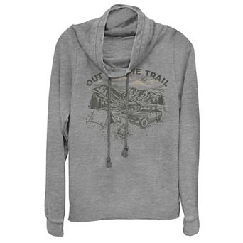 Juniors' "Out On The Trail" Mountain Range Portrait Cowlneck Graphic Lightweight Long Sleeve