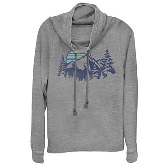Juniors' Mountain Range Outdoor Cowlneck Graphic Lightweight Long Sleeve