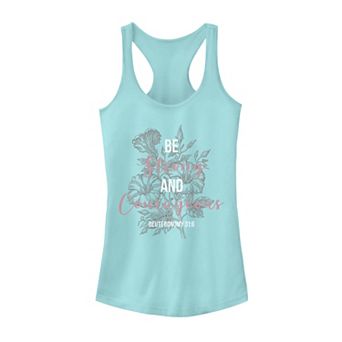 Juniors' "Be Strong And Courageous" Floral Tank Top