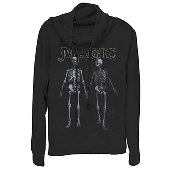 Juniors' Skeleton Magic Cowlneck Graphic Lightweight Long Sleeve