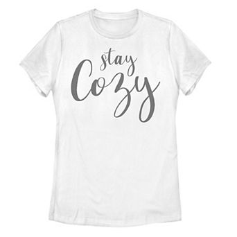 Juniors' "Stay Cozy" Script Graphic Tee