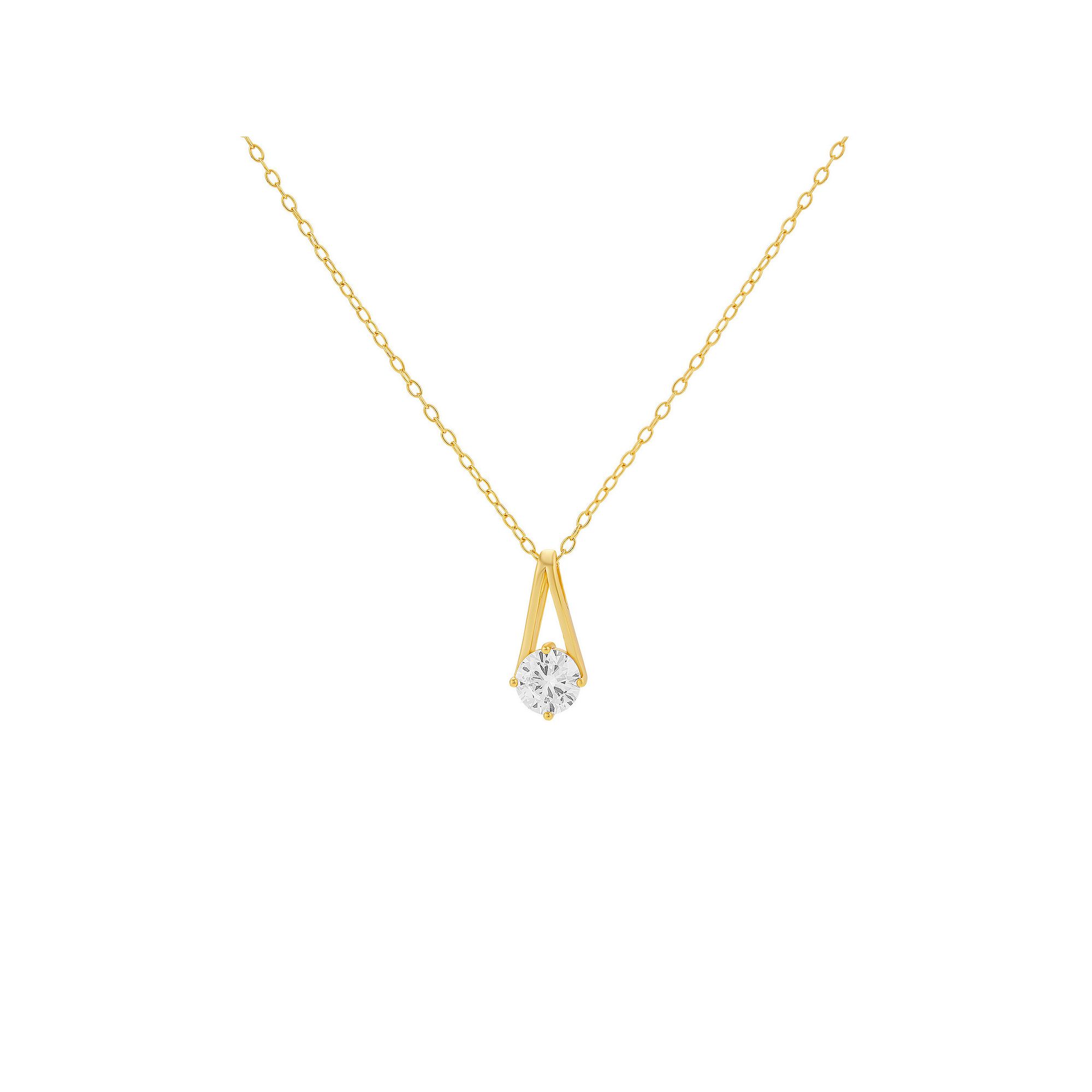 PRIMROSE Sterling Silver Cubic Zirconia Pendant Necklace, Womens, Gold Ton