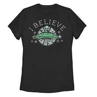 Juniors' "I Believe" Aliens Graphic Tee