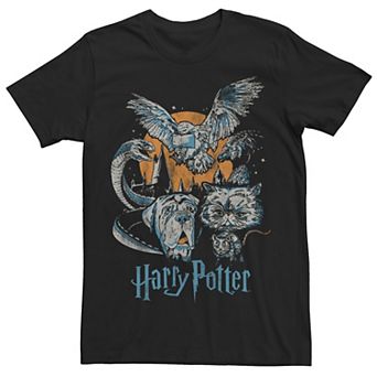 Men's Harry Potter Familiars Distressed Collage Tee