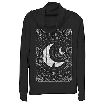 Juniors' Tarot Card Ouija Board Moon Cowlneck Graphic Lightweight Long Sleeve