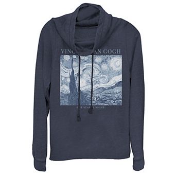 Juniors' Vincent van Gogh "The Starry Night" Cowlneck Graphic Lightweight Long Sleeve