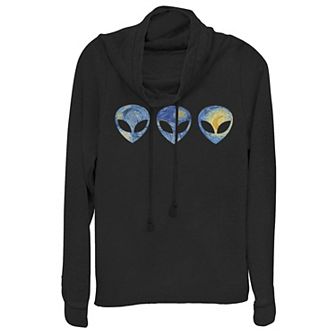Juniors' Alien Van Gogh Starry Night Cowlneck Graphic Lightweight Long Sleeve