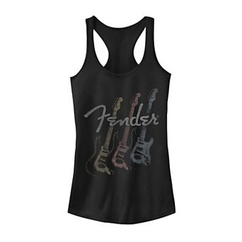 Juniors' Fender Stacked Guitar Faded Logo Tank Top