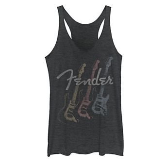 Juniors' Fender Stacked Guitar Faded Logo Tank Top