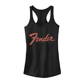 Juniors' Fender Simple Orange Logo Tank Top