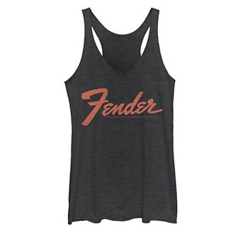 Juniors' Fender Simple Orange Logo Tank Top