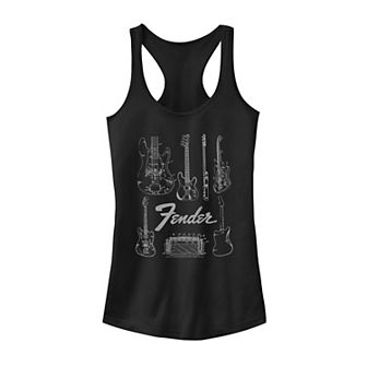 Juniors' Fender Guitars & Amp Logo Tank Top