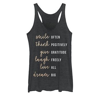 Juniors' "Smile Often Laugh Freely Love All Dream Big" List Tank Top