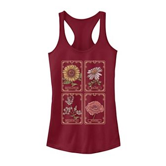 Juniors' Sunflower Tarot Playing Card Tank Top