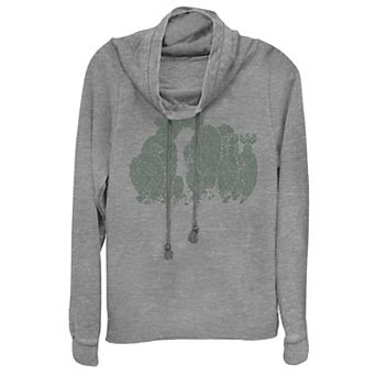 Juniors' Cactus Patch Cowlneck Graphic Lightweight Long Sleeve
