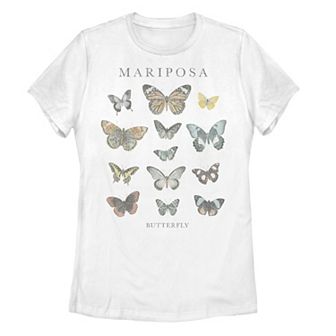 Juniors' Fifth Sun Mariposa Butterfly Portrait Grid Tee