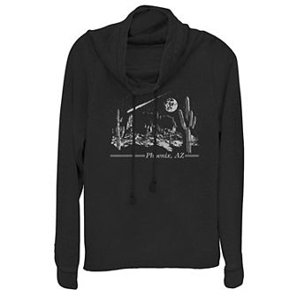 Juniors' Phoenix Arizona Nighttime Cowlneck Graphic Lightweight Long Sleeve