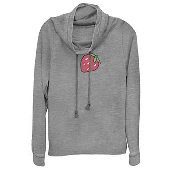 Juniors' Bitty Berry Cowlneck Graphic Lightweight Long Sleeve