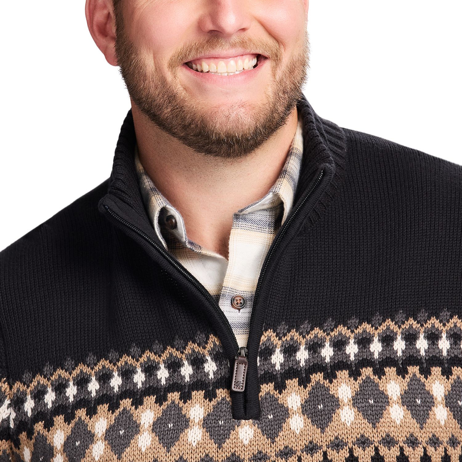 Big & Tall IZOD Holiday Fair Isle Quarter-Zip Sweater