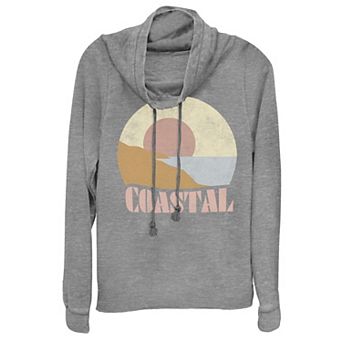 Juniors' Coastal View Cowlneck Graphic Lightweight Long Sleeve