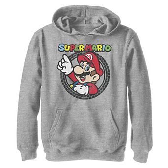 Boys 8-20 Nintendo Super Mario Tire Mark Circle Crest Logo Hoodie
