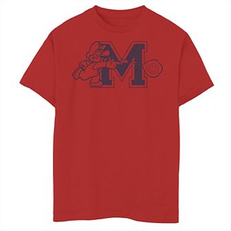 Boys 8-20 Nintendo Super Mario University Style Logo Fireball Tee