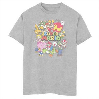 Boys 6-20 Super Mario Color Collage Group Logo Tee