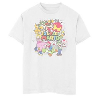 Boys 6-20 Super Mario Color Collage Group Logo Tee