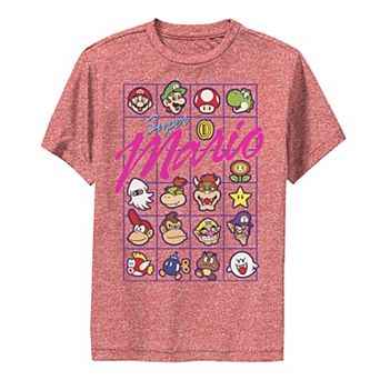 Boys 8-20 Super Mario Bros Neon Head to Head Retro Panel Tee