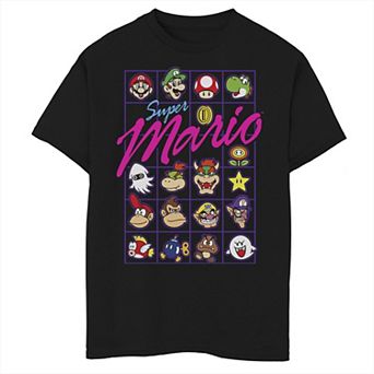 Boys 8-20 Super Mario Bros Neon Head to Head Retro Panel Tee