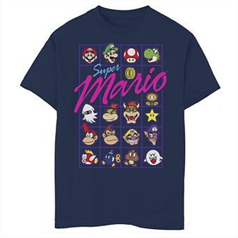 Boys 8-20 Super Mario Bros Neon Head to Head Retro Panel Tee
