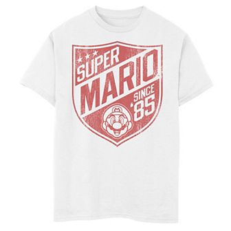 Boys 8-20 Nintendo Super Mario Since 85 Vintage Badge Style Tee