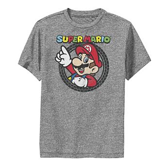 Boys 8-20 Nintendo Super Mario Tire Mark Circle Crest Logo Tee