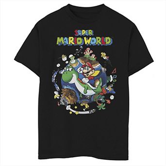 Boys 8-20 Super Mario World Yoshi & Mario Around The World Tee